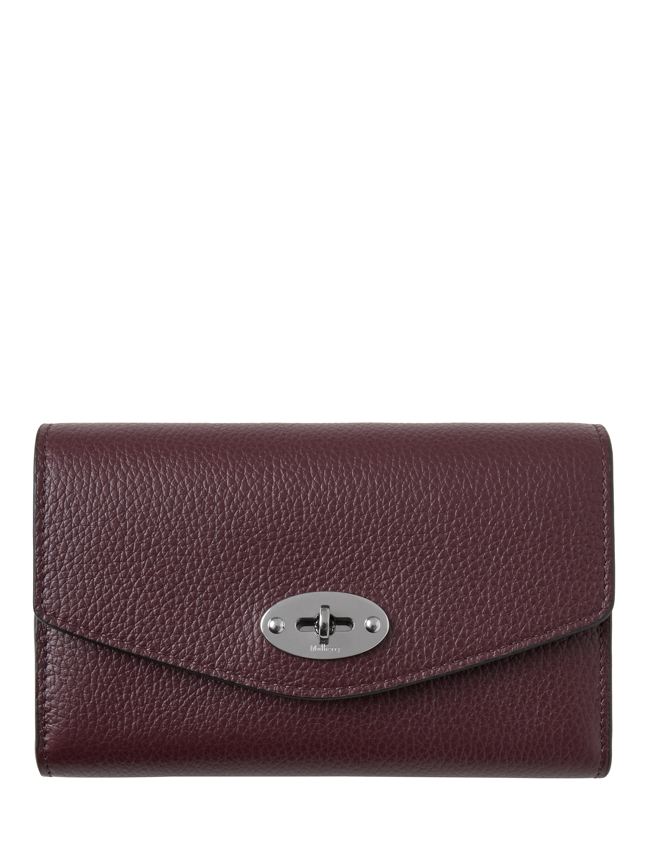 Product image 1 of 3, which shows Mulberry Darley Medium Classic Grain Leather Wallet, Black Cherry