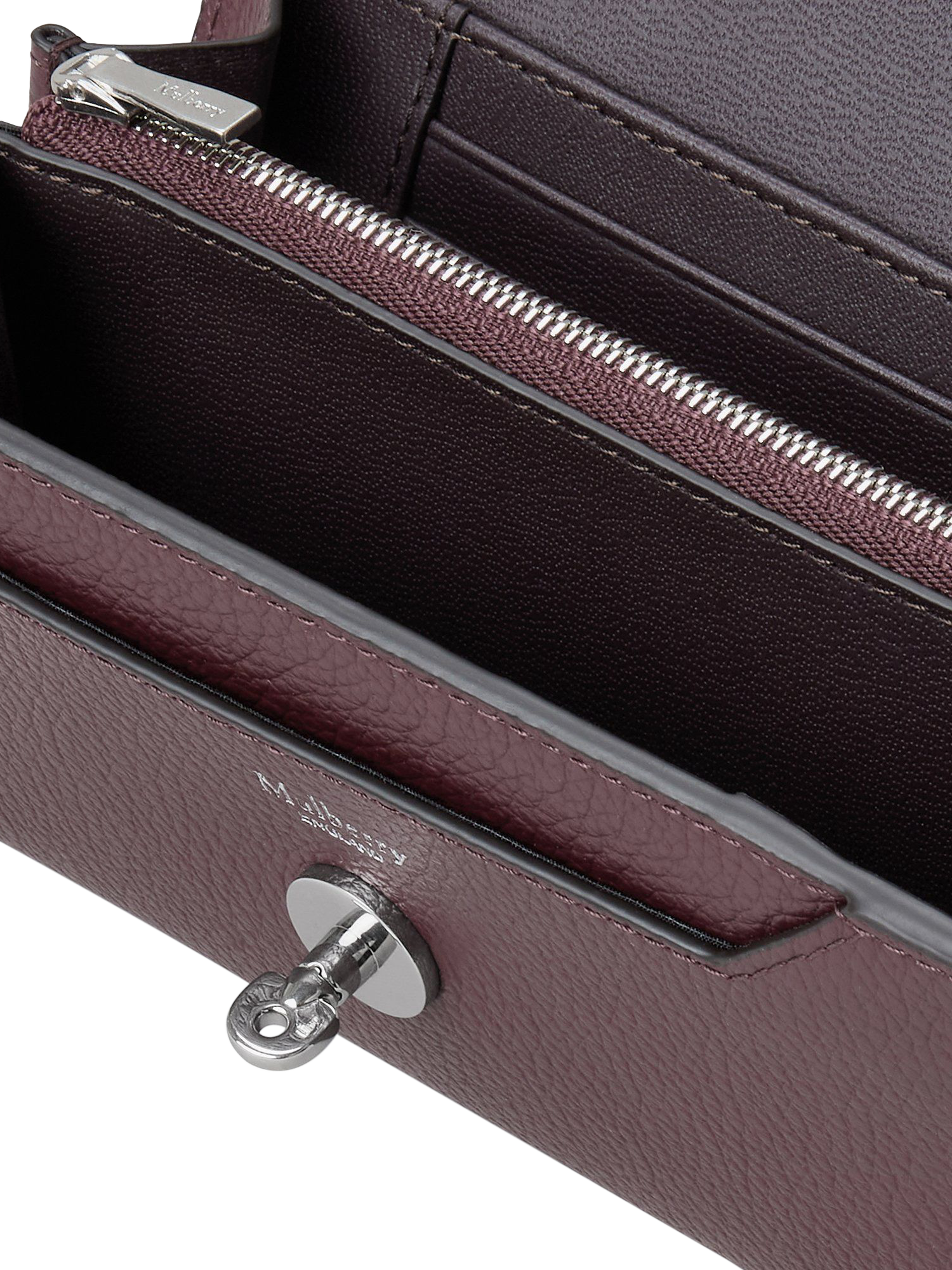 Product image 3 of 3, which shows Mulberry Darley Medium Classic Grain Leather Wallet, Black Cherry
