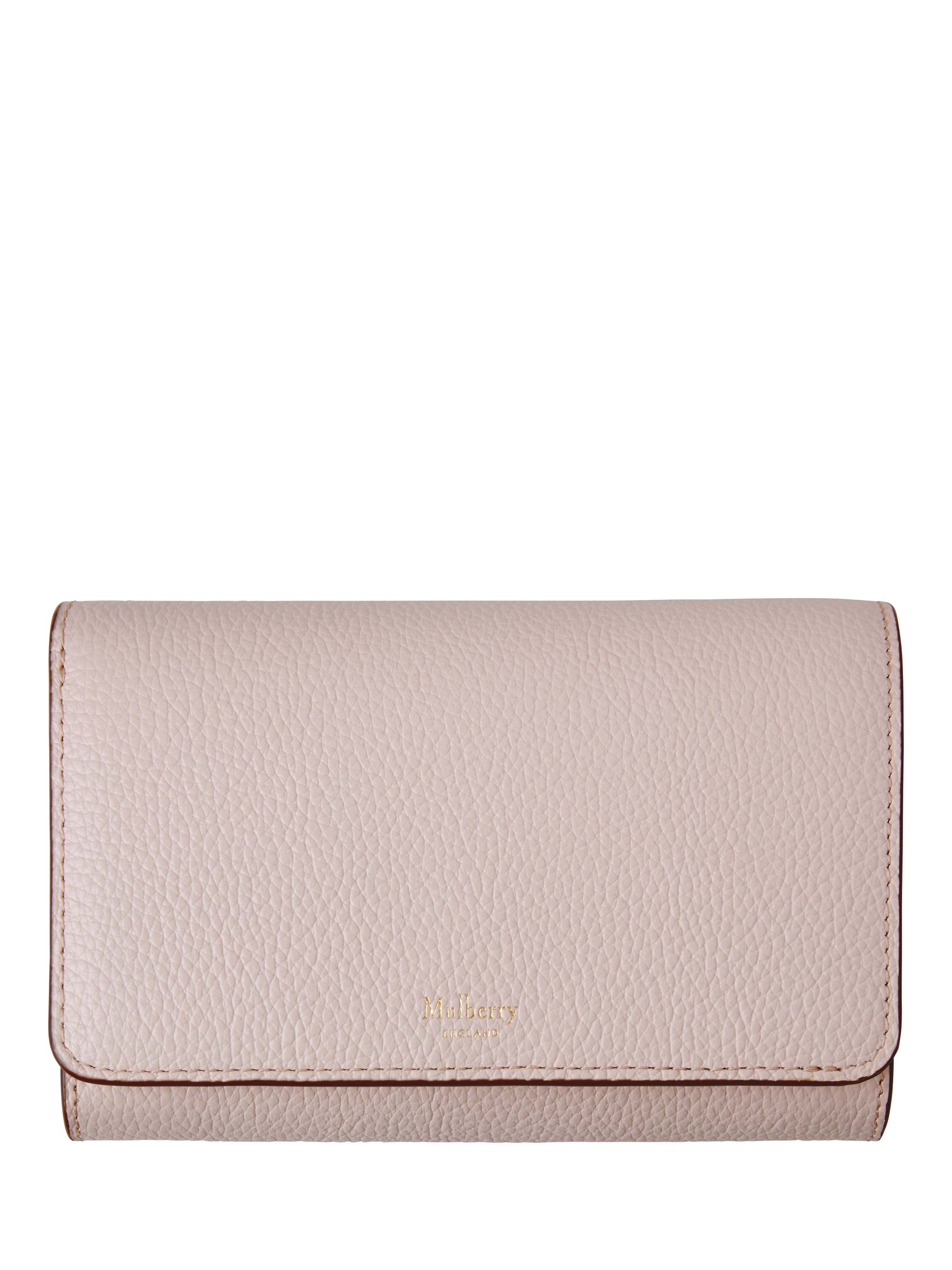 Product image 1 of 11, which shows Mulberry Small Classic Grain Leather Medium Continental French Purse, Blossom Pink