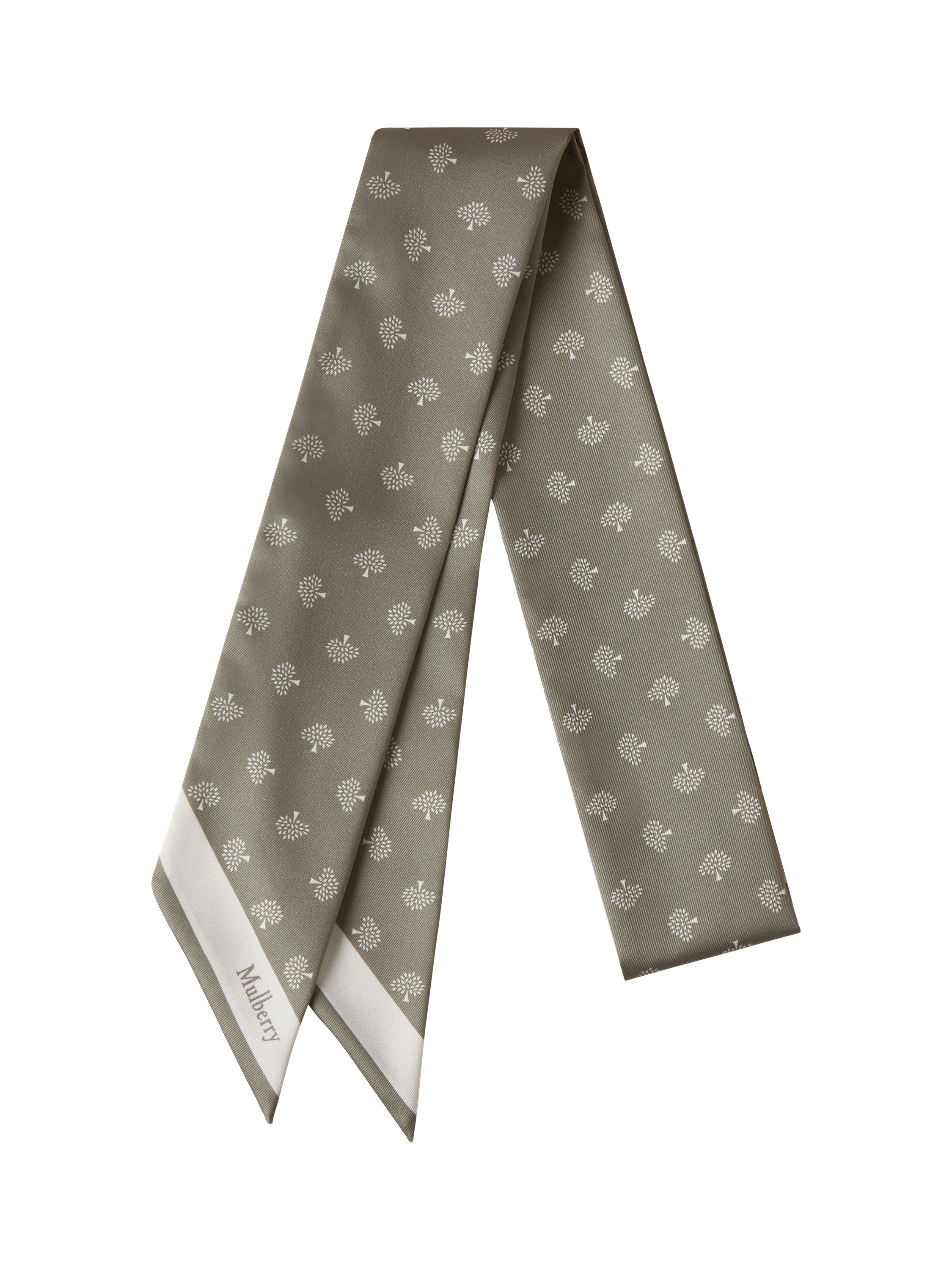 Product image 1 of 1, which shows Mulberry Tree Skinny Scarf, Linen Green