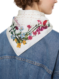 Mulberry 100% Silk Twill Wild Floral Square Scarf, Eggshell/Multi