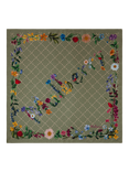 Mulberry 100% Silk Twill Wild Floral Square Scarf, Linen Green/Multi