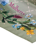 Mulberry 100% Silk Twill Wild Floral Square Scarf, Linen Green/Multi