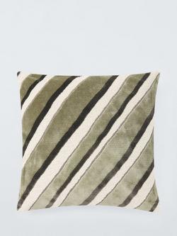 John Lewis Oblique Stripe Cushion, Green