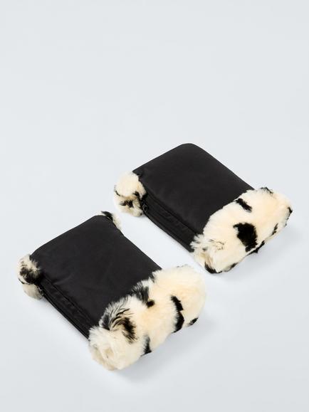 John Lewis Sheepskin Lined Pram Mits, Leopard Spot - view 2, Spot
