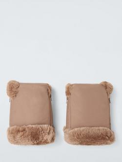 John Lewis Sheepskin Pram Mittens, Taupe, Taupe