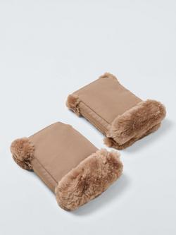 John Lewis Sheepskin Pram Mittens, Taupe - view 2, Taupe