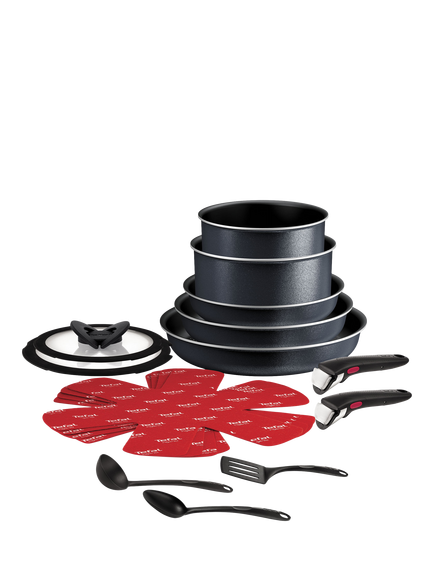 Tefal Ingenio SoLight Aluminium Non-Stick Pan Set, 16 Piece, Black