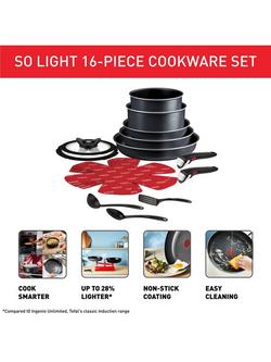 Tefal Ingenio SoLight Aluminium Non-Stick Pan Set, 16 Piece - view 2, Black