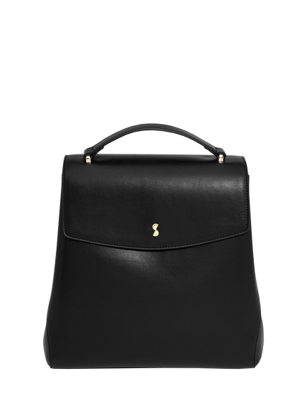 Stackers Faux Leather Small Backpack, Black