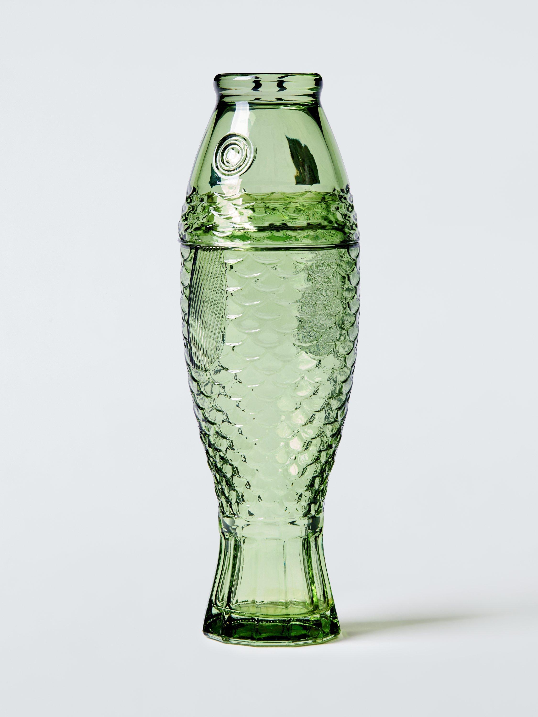 John Lewis Fish Stackable Glass 1.9L Carafe & Tumbler, Green