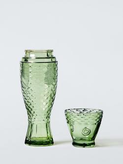 John Lewis Fish Stackable Glass 1.9L Carafe & Tumbler, Green - view 2, Green