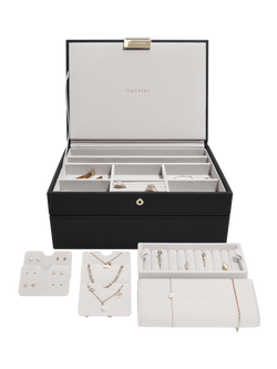 Stackers Faux Leather Classic Jewellery Box Set, Black