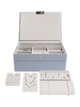 Stackers Faux Leather Classic Jewellery Box Set, Dusky Blue
