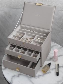 Stackers Faux Leather Classic Jewellery Box 2-Drawer Set - view 2, Taupe