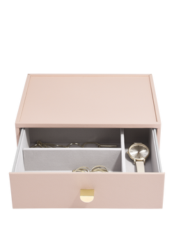 Stackers Faux Leather Classic Jewellery Box 2-Drawer Set - view 2, Blush Pink