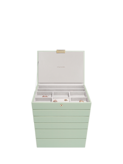 Stackers Classic 6 Layer Jewellery Box, Sage Green
