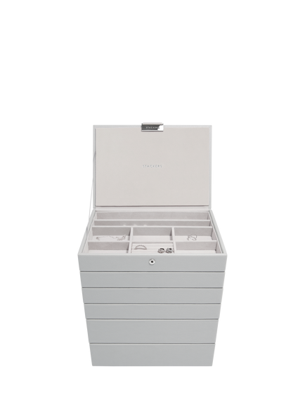 Stackers Classic 6 Layer Jewellery Box, Pebble Grey