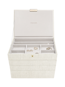 Stackers Classic 4 Layer Jewellery Box, Linen