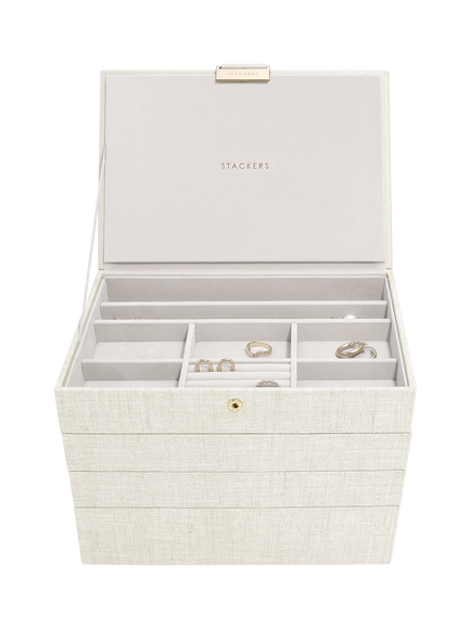 Stackers Classic 4 Layer Jewellery Box, Linen