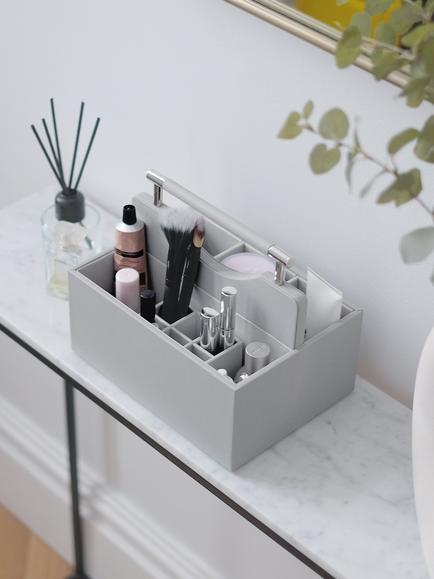 Stackers Classic Cosmetic Organiser and Drawer, Blush Pink - view 2, Pebble Grey