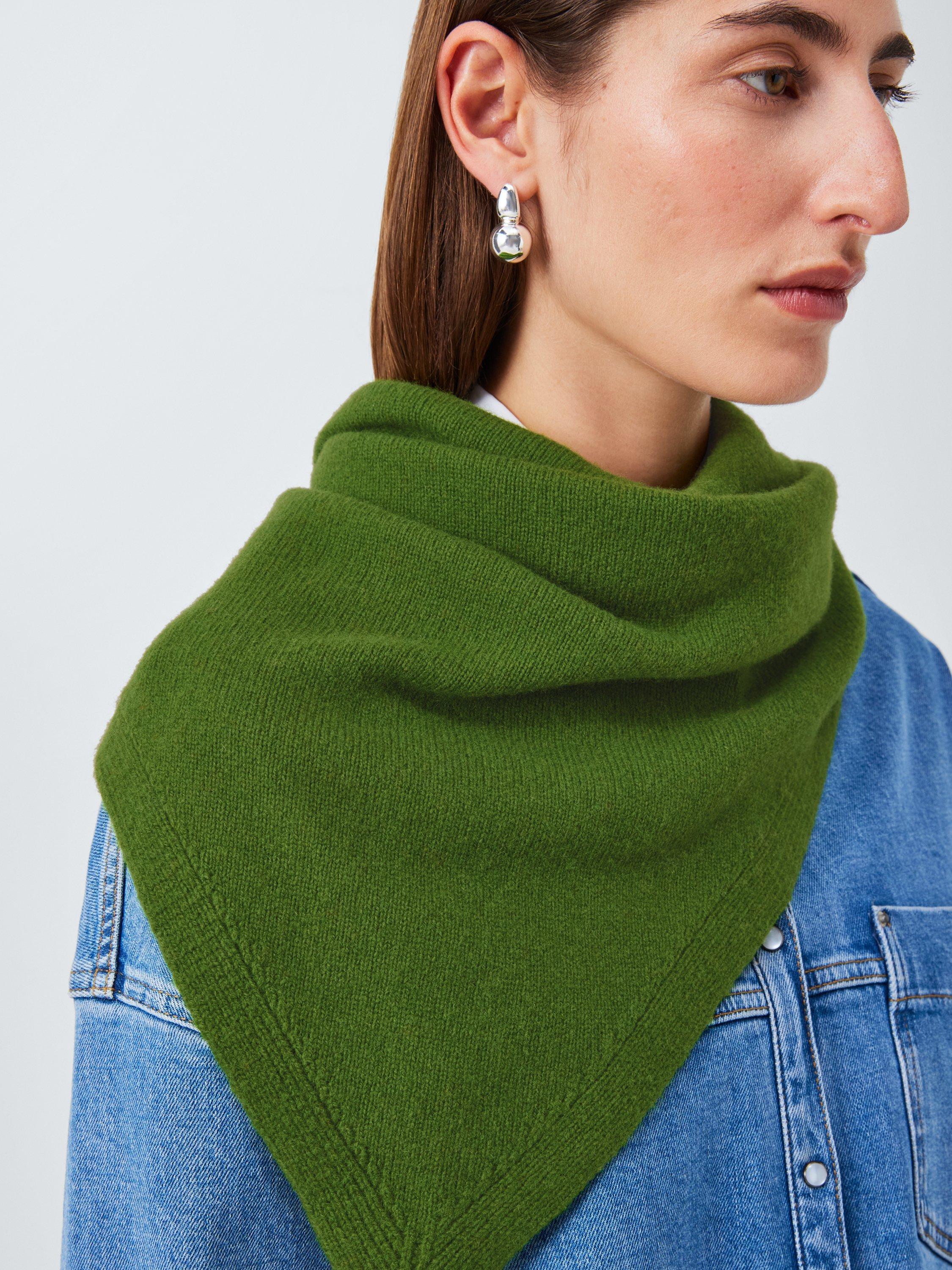 Product image 1 of 5, which shows John Lewis Wool Blend Knit Bandana Scarf, Bright Green