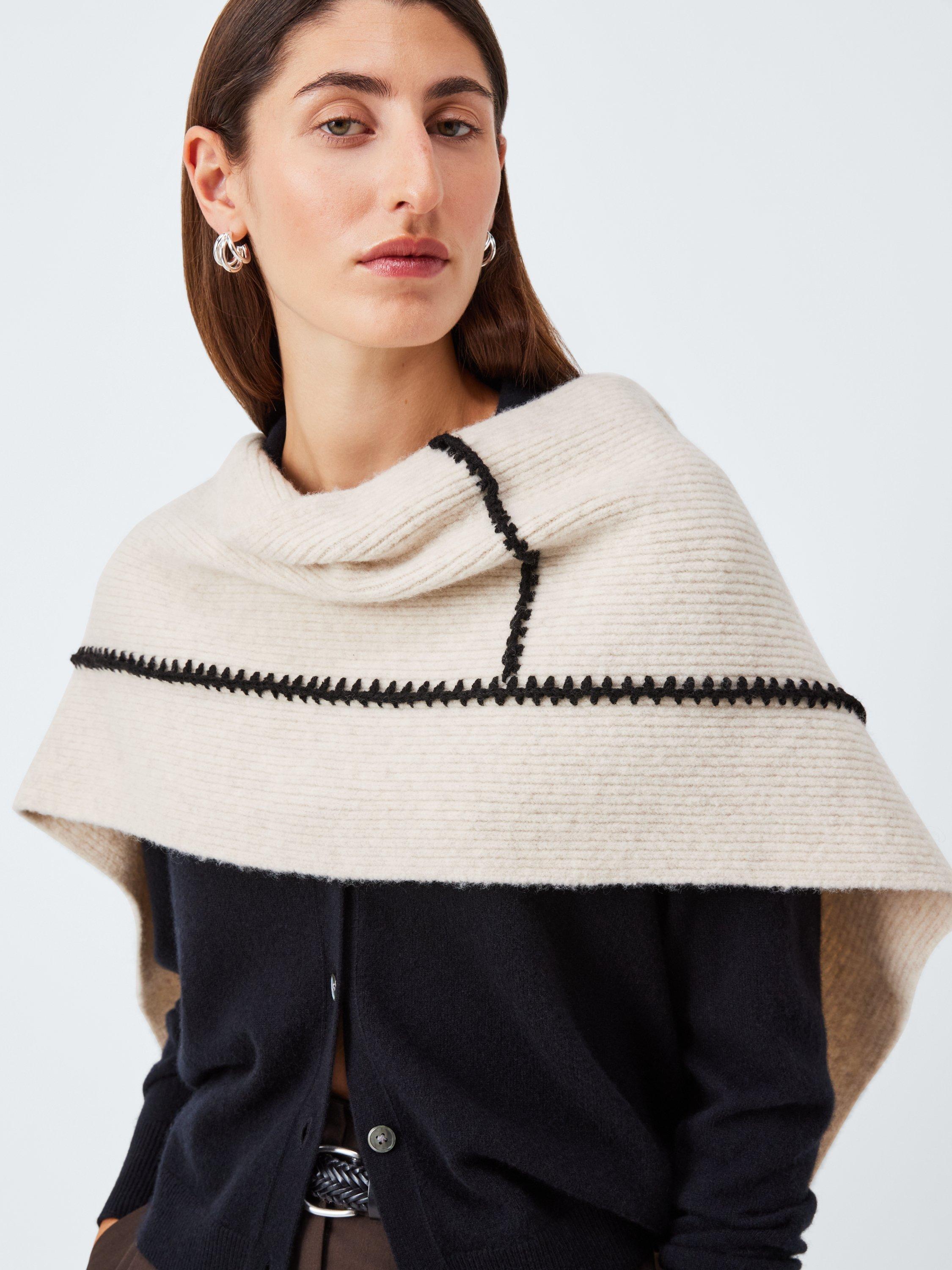 Product image 1 of 5, which shows John Lewis Contrast Stitch Scarf, Natural