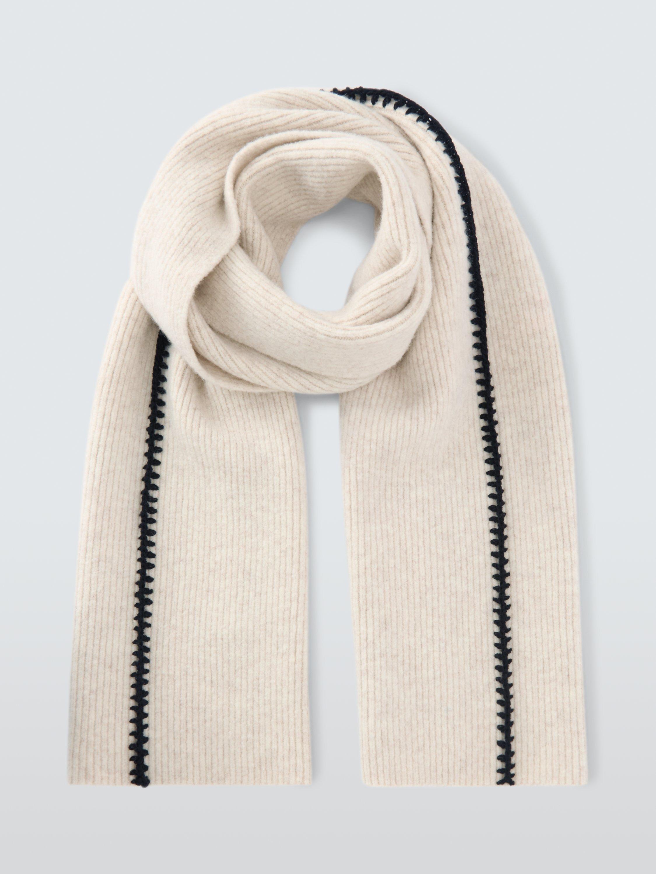 Product image 2 of 5, which shows John Lewis Contrast Stitch Scarf, Natural
