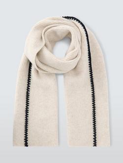 John Lewis Contrast Stitch Scarf, Natural - view 2, Natural