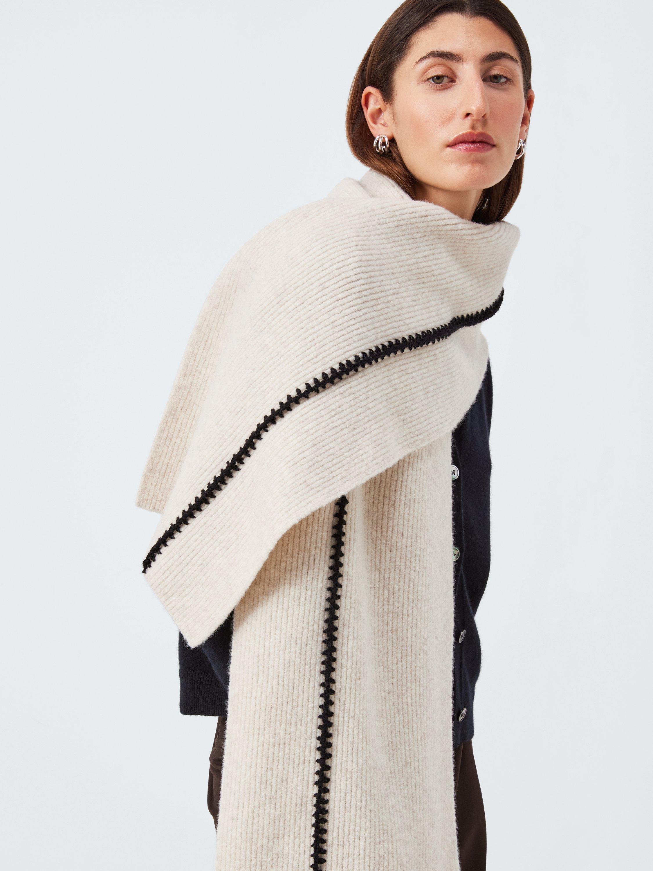 Product image 5 of 5, which shows John Lewis Contrast Stitch Scarf, Natural