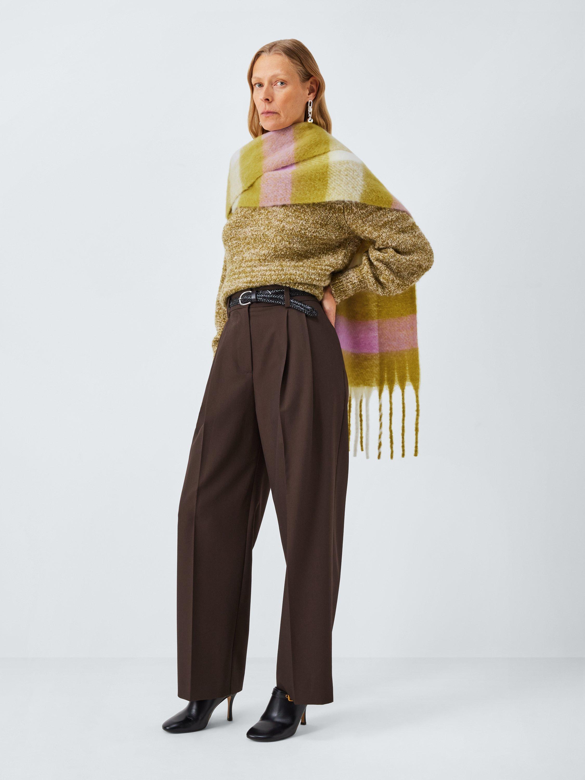 Product image 5 of 5, which shows John Lewis Fluffy Check Scarf, Lime/Multi