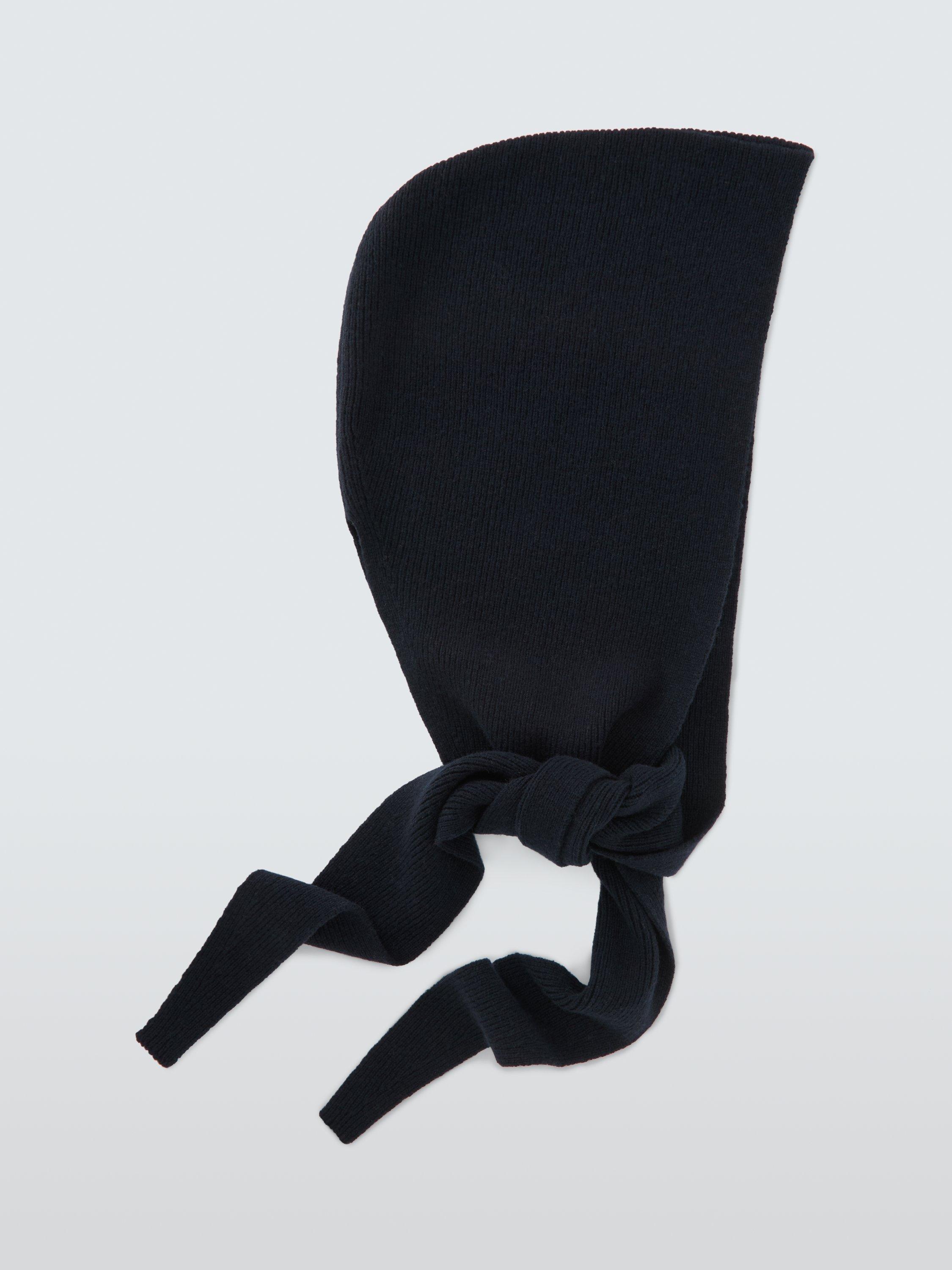 Product image 2 of 5, which shows John Lewis Ribbed, Hooded Wool Blend Scarf, Navy