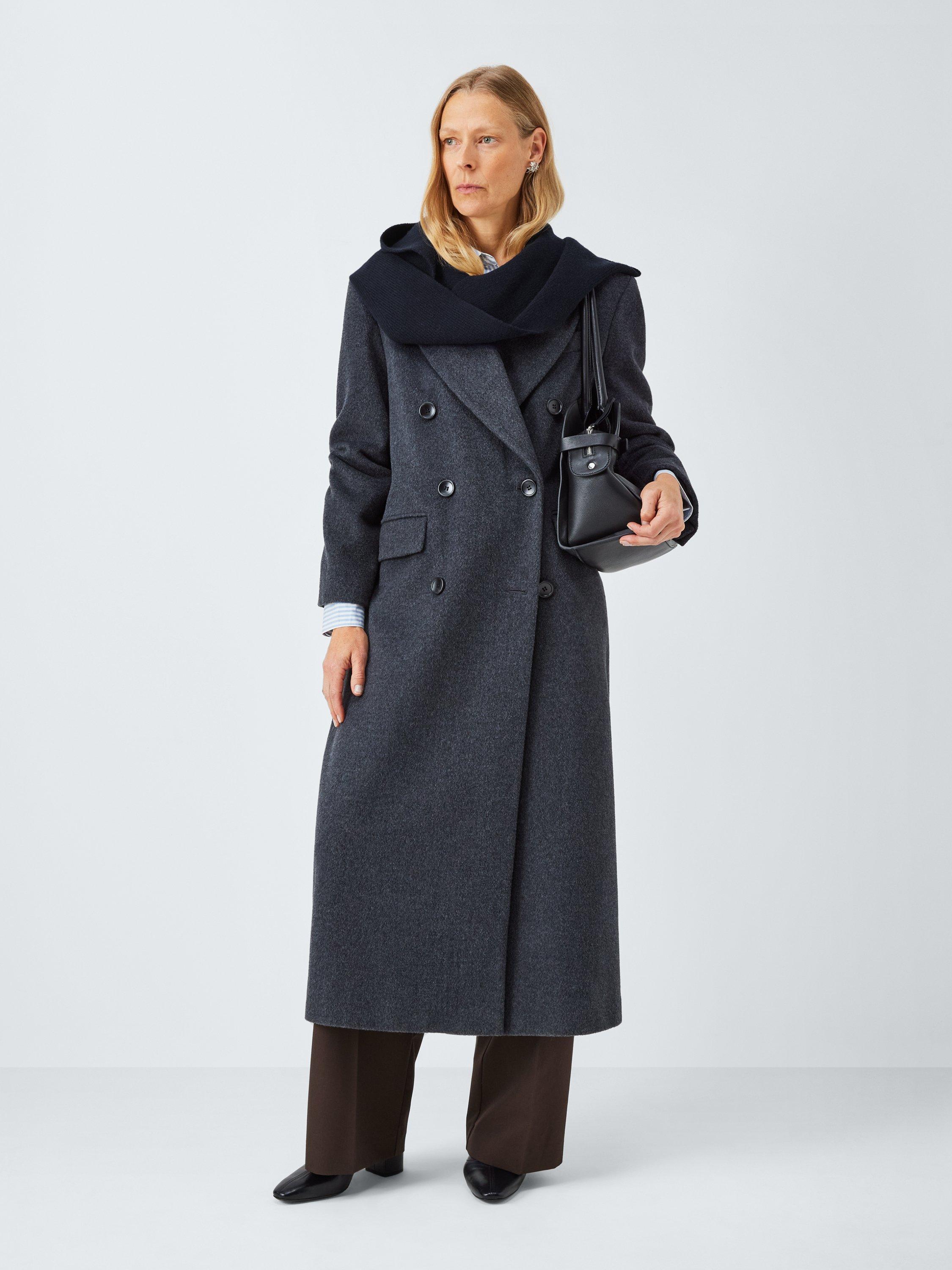 Product image 5 of 5, which shows John Lewis Ribbed, Hooded Wool Blend Scarf, Navy