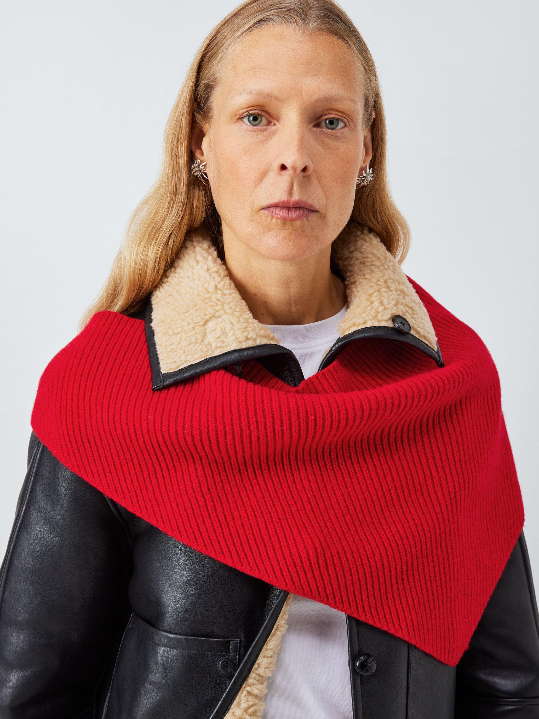 Product image 1 of 5, which shows John Lewis Ribbed Wool Blend Neck Scarf, Scarlet