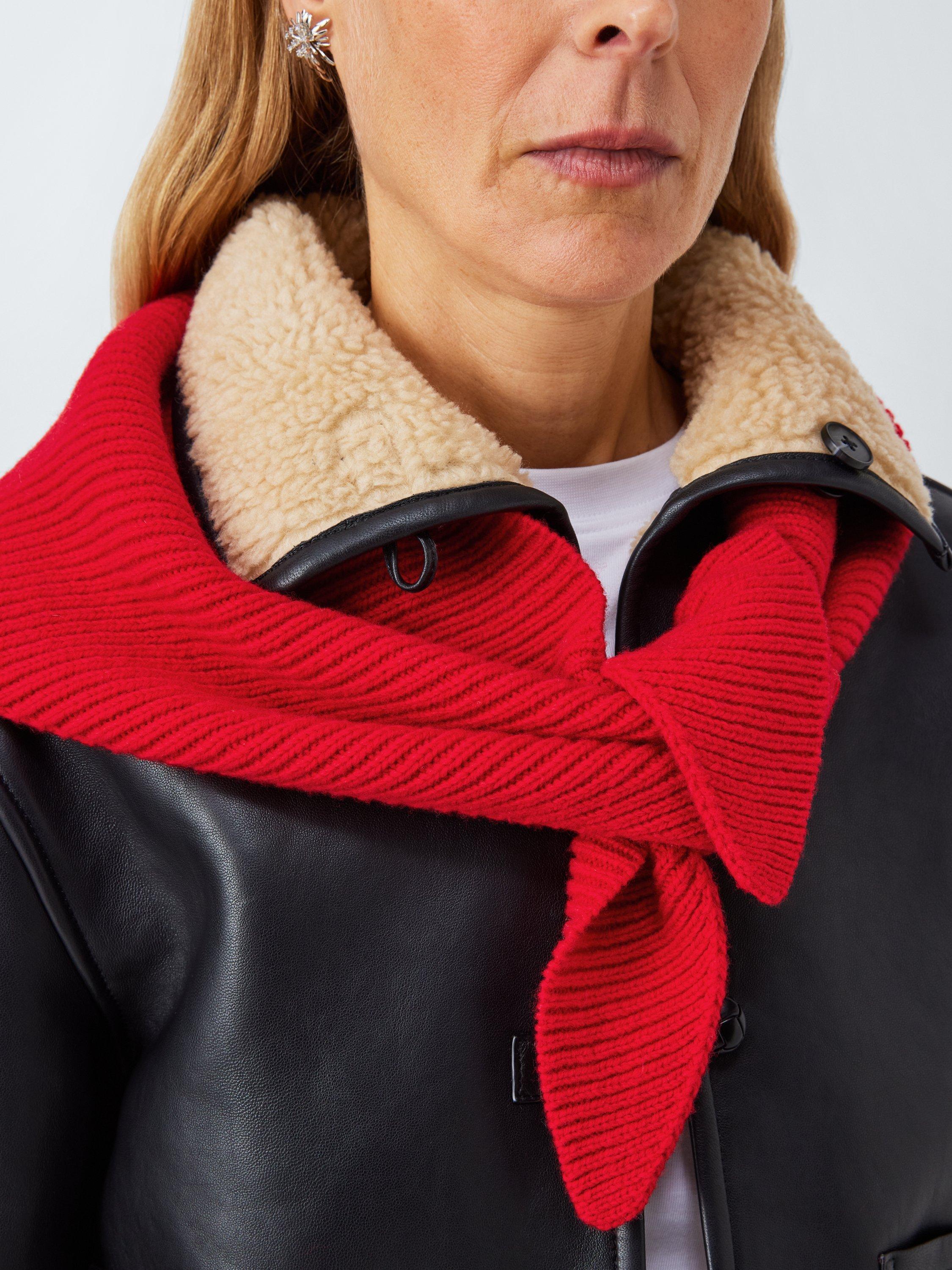 Product image 5 of 5, which shows John Lewis Ribbed Wool Blend Neck Scarf, Scarlet