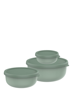 Mepal Lumina Round Lidded Food Storage Containers, Set of 3, Nordic Blue, Nordic Sage
