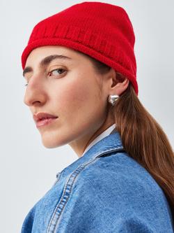 John Lewis Wool Blend Beanie Hat, Scarlet