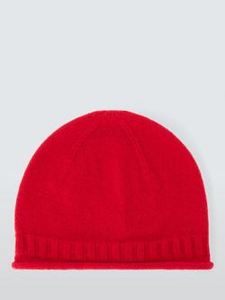John Lewis Wool Blend Beanie Hat - view 2, Scarlet