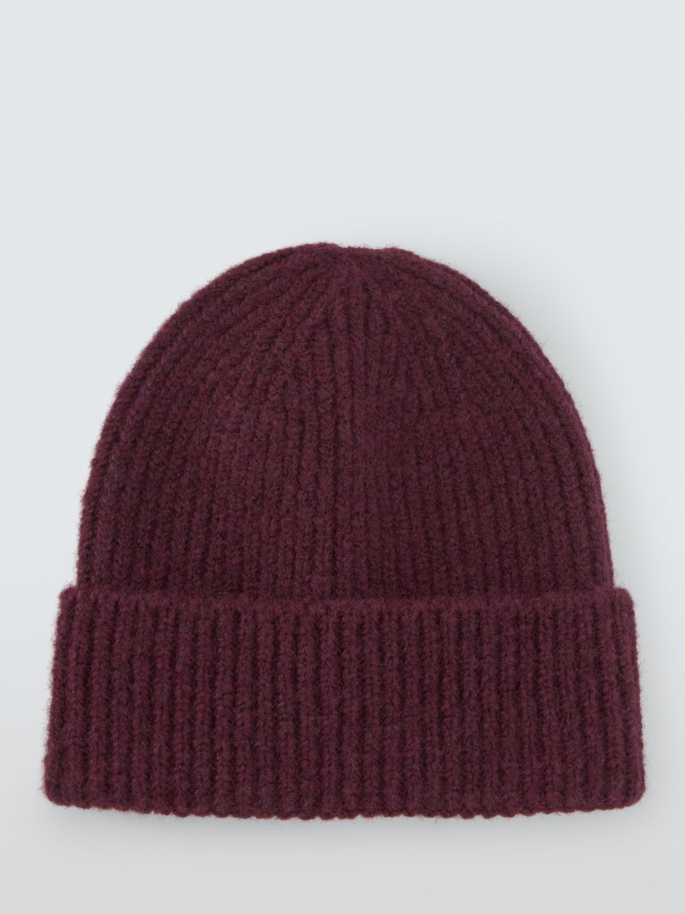 Product image 2 of 5, which shows John Lewis Fluffy Wool Blend Beanie, Burgundy