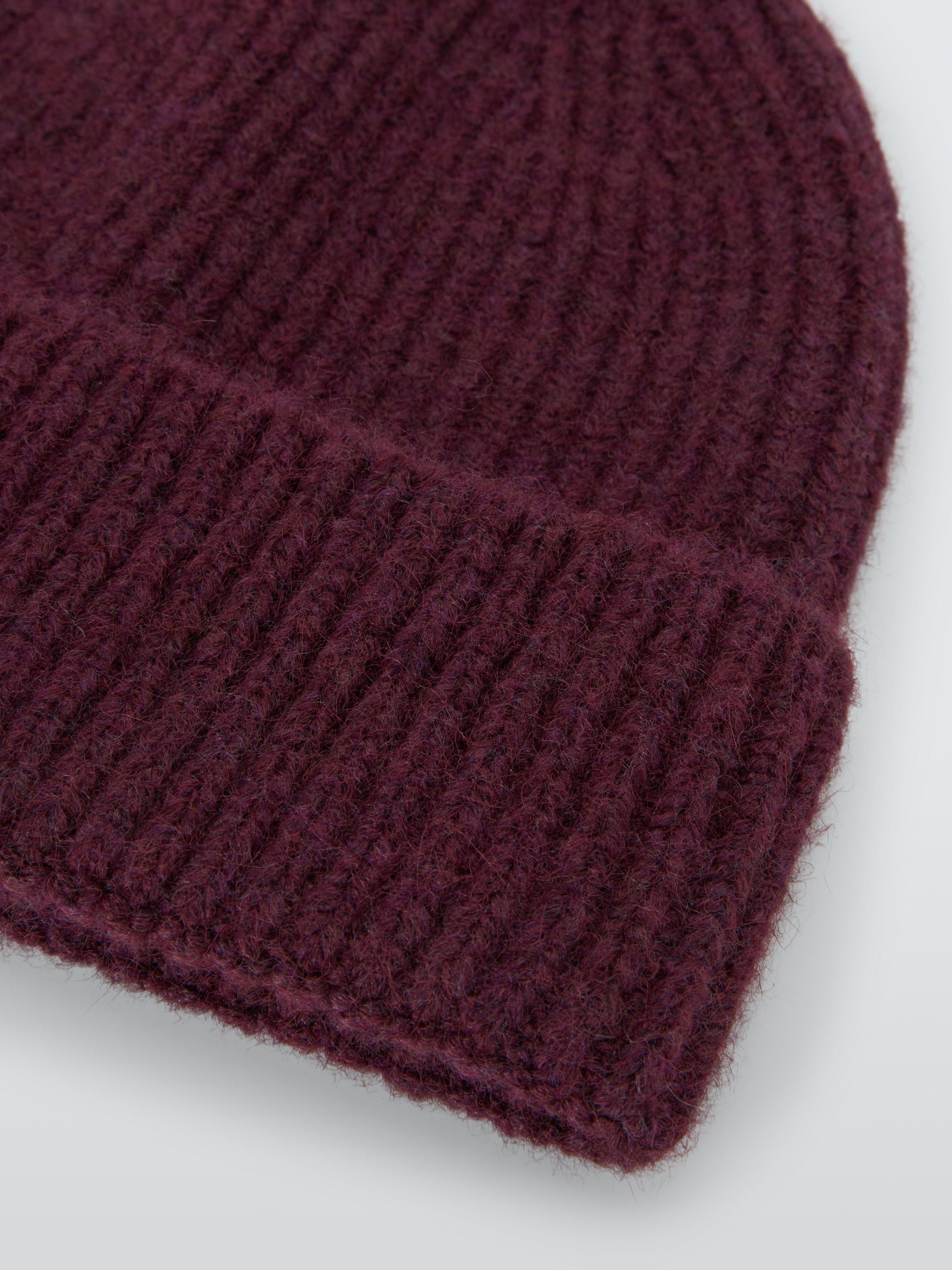 Product image 3 of 5, which shows John Lewis Fluffy Wool Blend Beanie, Burgundy