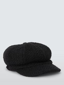 John Lewis Wool Blend Boucle Bakerboy Hat, Black - view 2, Black