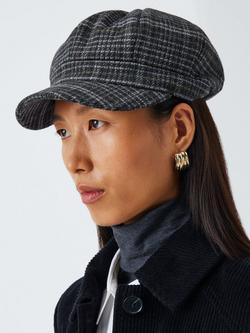 John Lewis Wool Blend Check Bakerboy Hat, Blue Multi, Blue Multi