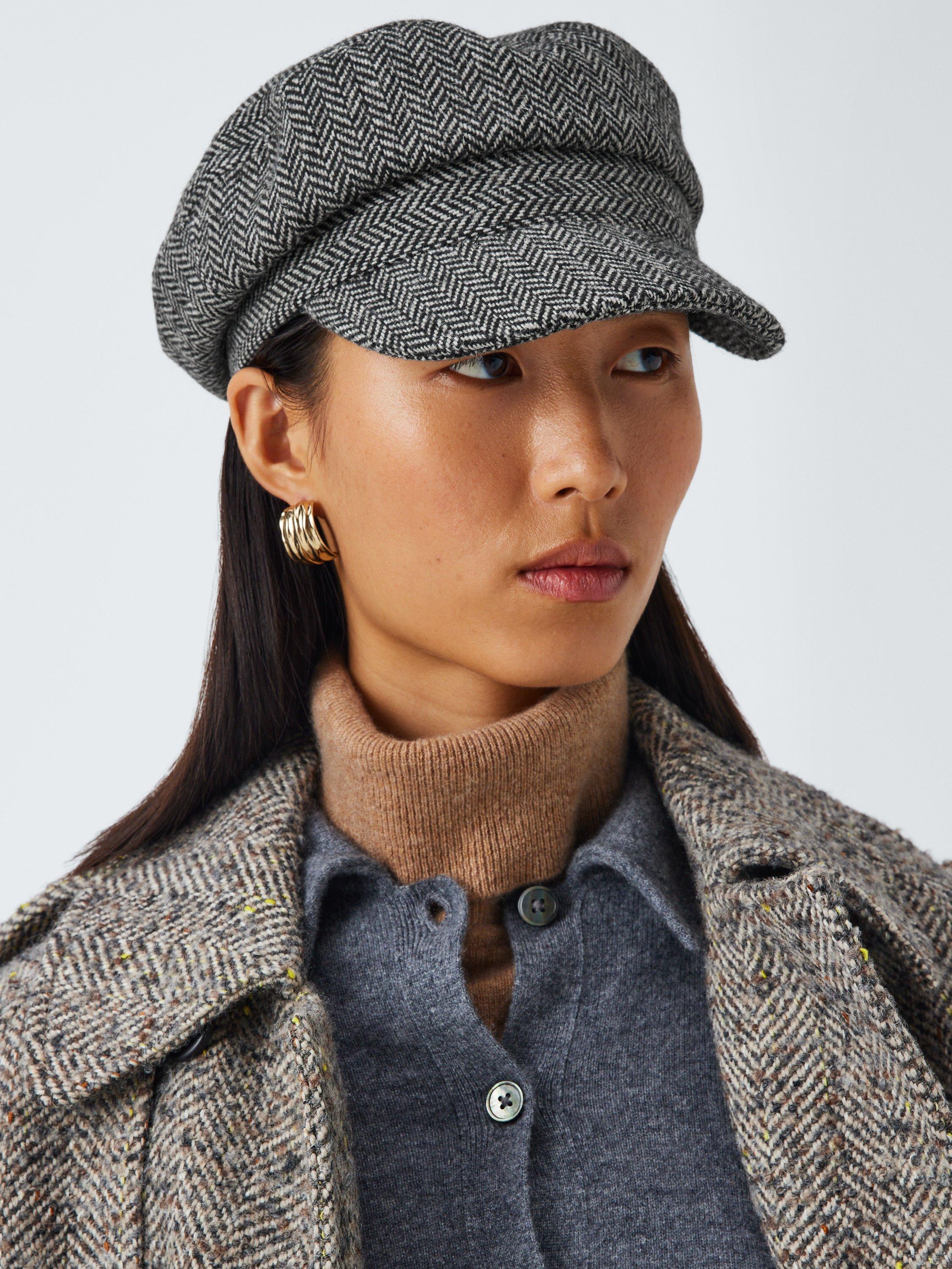 John Lewis Wool Blend Herringbone Fisherman Cap, Grey