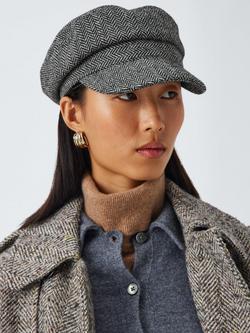 John Lewis Wool Blend Herringbone Fisherman Cap, Grey, Grey