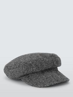 John Lewis Wool Blend Herringbone Fisherman Cap, Grey - view 2, Grey
