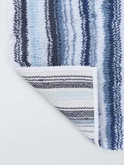 John Lewis Plush Stripe Bath Mat, Blue - view 2, Blue Multi