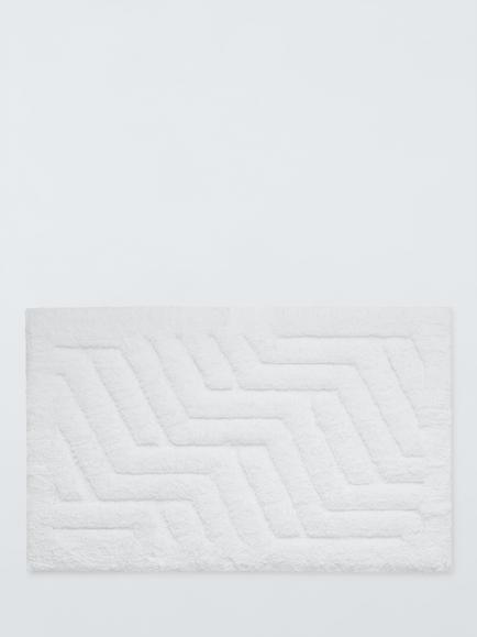 John Lewis Sculpted Bath Mat, White, White