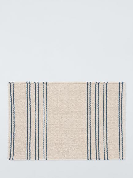 John Lewis Textured Stripe Bath Mat, Loch Blue