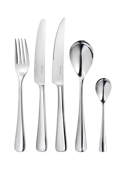 Robert Welch Malvern Bright Stainless Steel Cutlery Set, 56 Piece/8 Place Settings, Silver