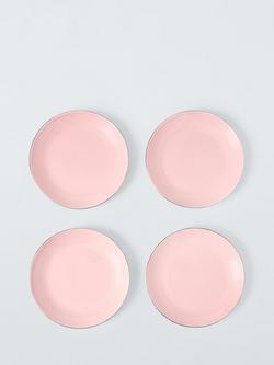 John Lewis Fine China Cake Plate, Set of 4, 18cm, Pink, Pink